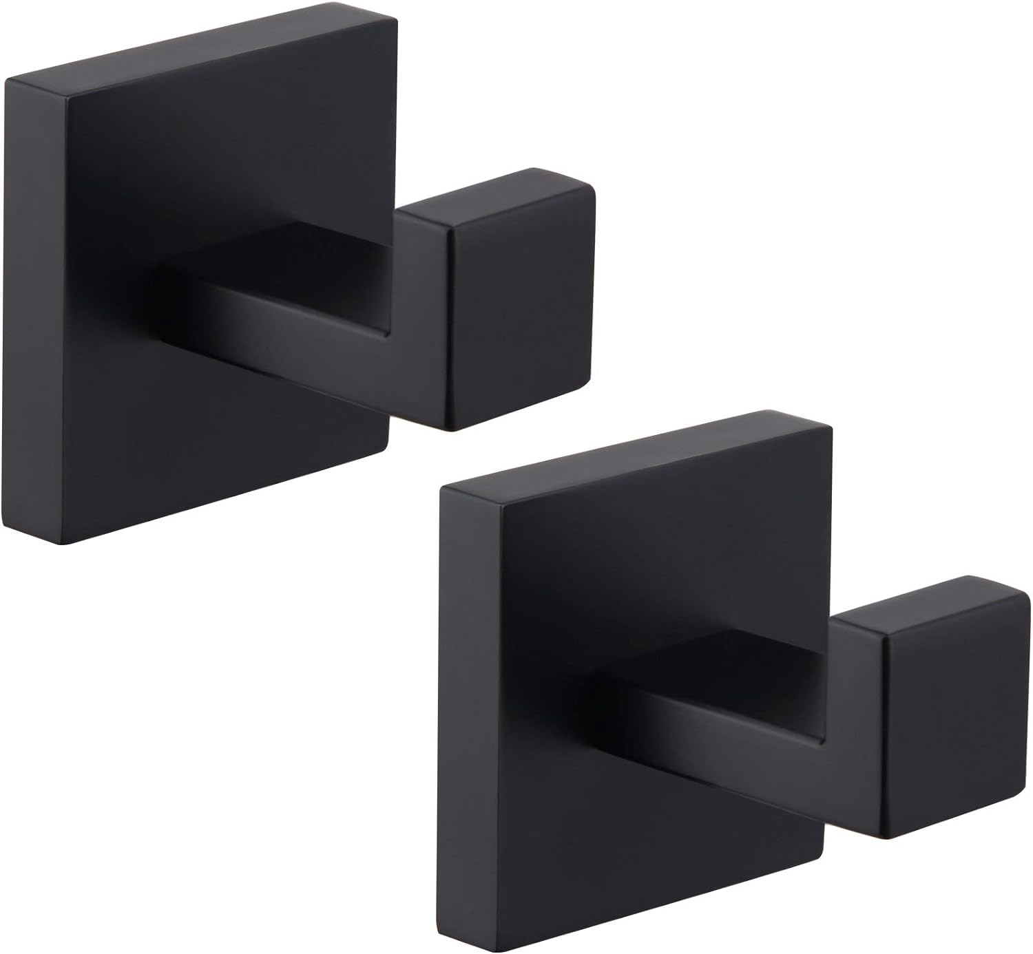 QNIIAED 2 Pack Square Bathroom Towel Hook,Stainless Steel Door Hooks Screw in for Coat,Robe,Clothes(Matte Black)