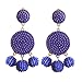 ELEARD Beaded Earrings Elegant Soriee Dangle Bead Disc Bead 3 Ball Dangle Ear Drop Bead Tassel Earrings for Women Royal Blue