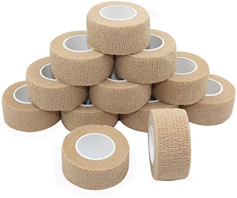 COMOmed Self Stick Cohesive Bandage Latex FDA Approved 1"x5 Yards First Aid Bandages Stretch Sport Wrap Vet Tape for Wrist Ankle Sprain and Swelling,Skin 12 Rolls