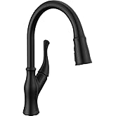 Delta Ophelia Matte Black Kitchen Faucet with Pull Down Sprayer, Modern Single Hole Kitchen Sink Faucet, Single Handle, Matte Black 19888Z-BL-DST