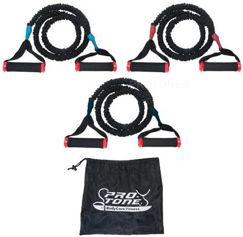 PROTONE professional thick resistance band - multi layered resistance tube with handles - 50/70 lbs
