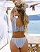 BMJL Women's Sexy Detachable Padded Cutout Push Up Striped Bikinis Set Bow Tie Two Piece Swimsuit(L,Light Blue)…