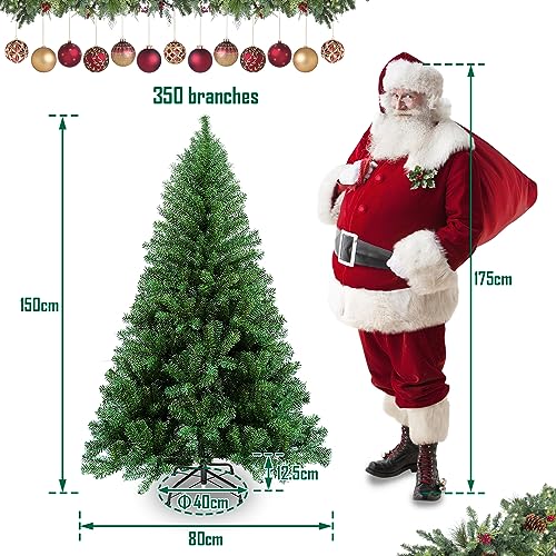 Eulenke Sapin de Noël artificiel de 150 cm - En plastique - Montage rapide - Système de blindage pliable - Résistant au feu - Vert