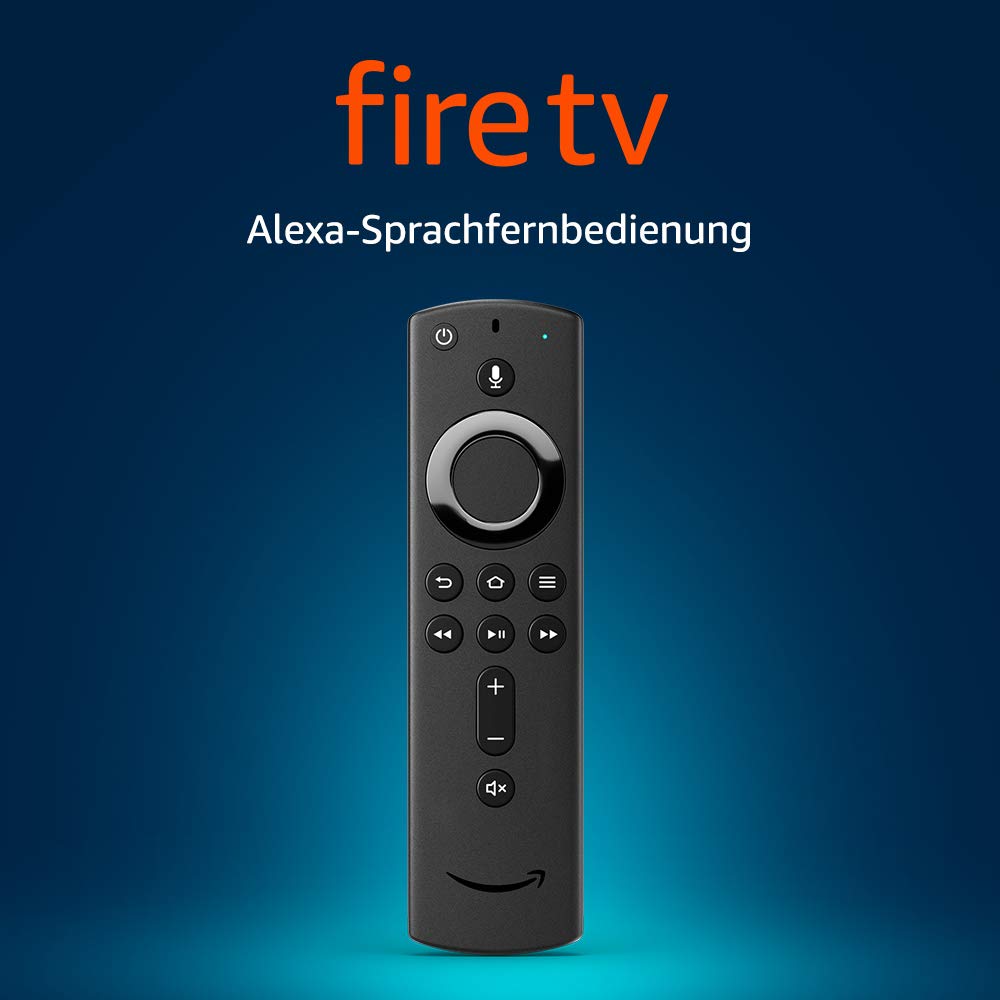 Die neue AlexaSprachfernbedienung für Fire TV, mit Tasten für An/Aus und Lautstärke erfordert
