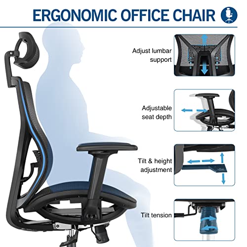 SUNNOW Ergonomic Office Chair with Adjustable Lumbar Support, HighBack