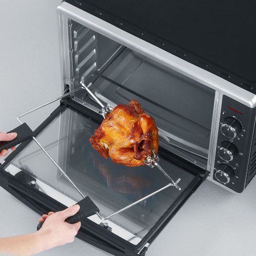 Petit Four TurboTronic Mini Four Avec Chaleur Tournante, 45 L, Noir, 2000 W, Tournebroche, Minuterie, Mini Four Electrique 60l
