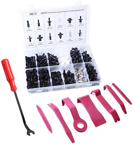 MAXTUF 350 Pcs Car Retainer Clips & 7 Pcs Auto Trim Removal Tool Set, 12 Sizes Nylon Clips Auto Push Pin Rivets Set, Door Trim Panel Clips for BMW Benz Mazda GM Ford Toyota Honda