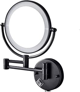 Espejo de baño LED HD, Espejo cosmético Plegable portátil, Lupa, Espejo