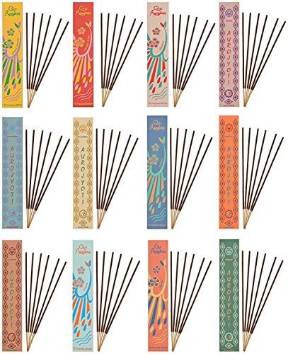 Tiger54 Variety Pack of Herbal Incense sticks with Essential Oils, Pack of 12, Charcoal Free, Total Burning Time - 90 Hours (Fresca, Garden Rose, Hibiscus, Orchids, Emerald, Mogra And Others)