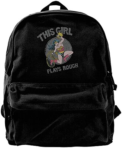 SHshuo This Girl Plays Rough Canvas Backpack Travel Bag