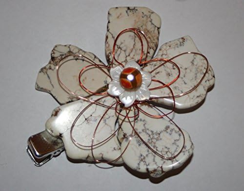 Cream Howlite Stone Floral "One of a Kind" hairclip