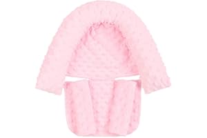 NICEYST Baby Car Seat Head Support Pillow and Strap Covers, Newborn Infant Soft Headrest Neck Cushion for Carseat, Stroller, Bouncer, Swing (Pink)