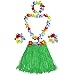 Girl's Elastic Hawaiian Hula Dancer Grass Skirt with Flower Costume Set-Green 13 Years