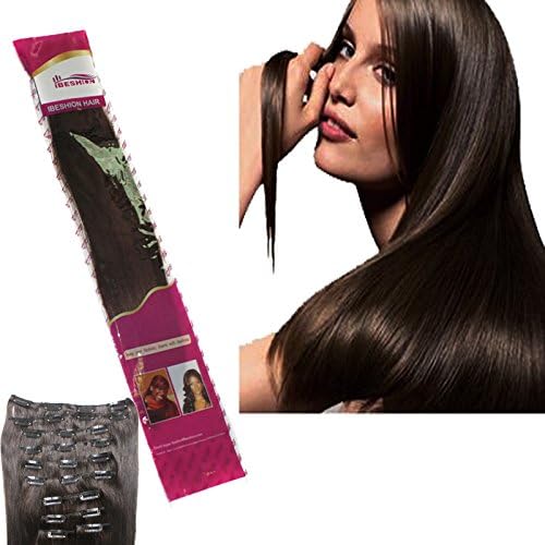 Ibeshion Thick Remy Edition Full Head Clip In Hair Extensions Dark Brown 20 Inch 180 grams 10pcs 26 Clips 100% Remy Human Hair Clips In #2 Darkest Brown Straight Hair