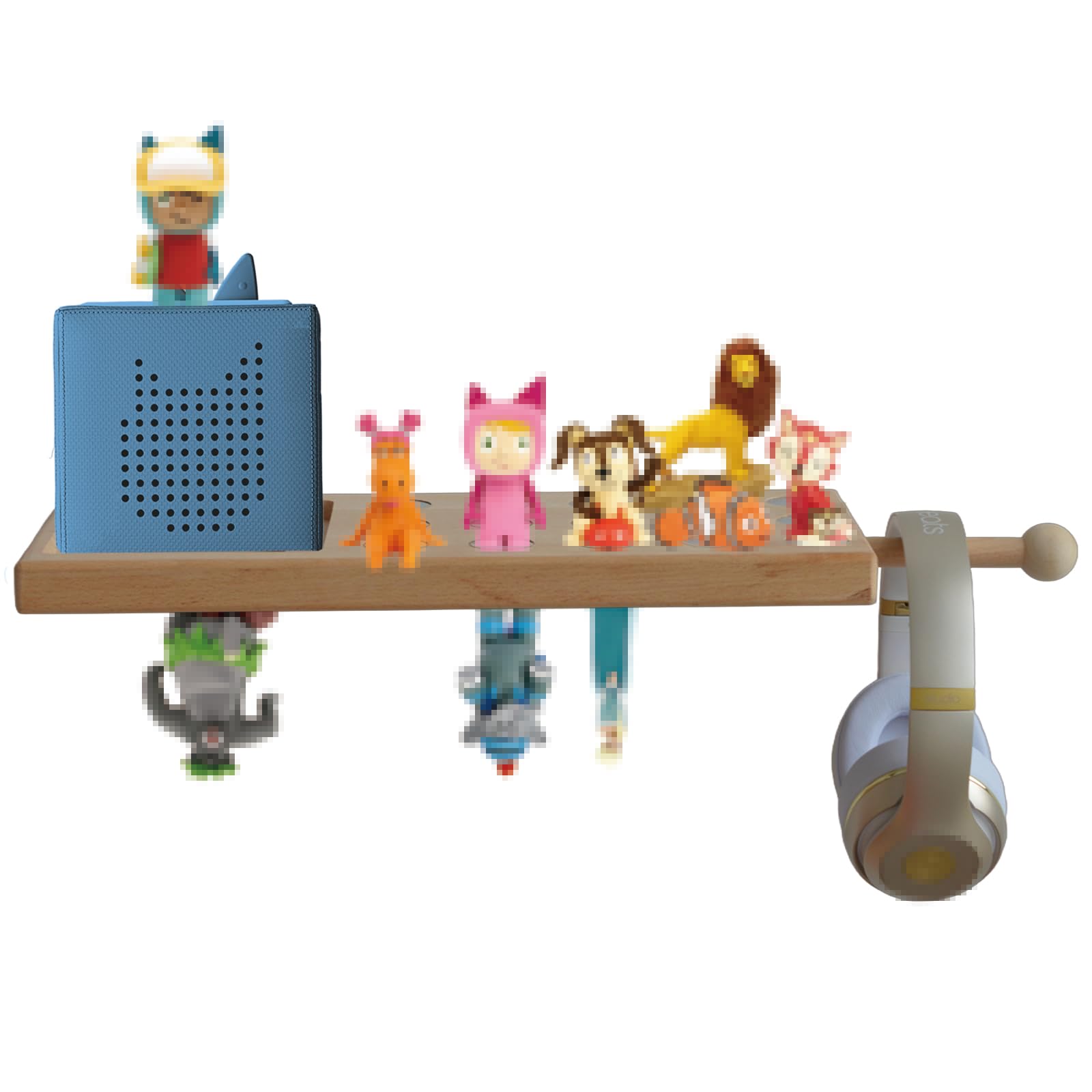 Umberdom Tonie Shelf for 39 Tonies Figures, Wooden Floating Magnetic Tonies Shelf for Tonie Box Tonies Characters TonieBox Charging Station Tonie Storage Shelf for Children Boys Girls