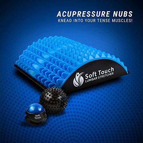 Soft Touch Back Stretcher - Back Pain Relief - Sciatica Pain Relief - Posture Corrector - Spinal Stenosis Pain Relief - Neck Pain Relief - Two Massage Balls for Back Pain Included!! !