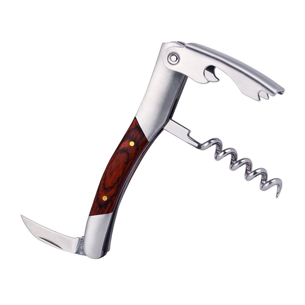 Wine Beer Bottle Opener, Shsyue Waiters Corkscrews and Foil Cutter All-in-one Corkscrew with Natural Rosewood Handle