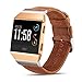 Fitbit Ionic Genuine Leather Replacement Bands, Marval Power Fitness Accessory Leather Straps Wristband for Smartwatch Men Women (Double Layers Crazy Horse Khaki)