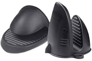 Kitchen Oven Mitts - Shark Shape Silicone Mitts 2pcs for Heat Protection with Anti-Slip Grip | Microwave Oven Steamer Bowl Gr