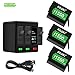 AILUKI GoPro Rechargeable Battery 3 Pack x 1550mAh and 3-Channel Charger for GoPro Hero 5 Black,Hero 6 Black, Hero 7 Black(Fully Compatible with Original Camera)