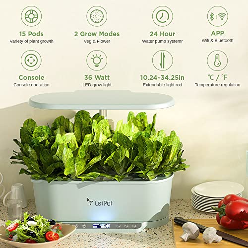 LetPot 15 Pods Smart Hydroponics Growing System with App and WiFi