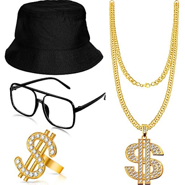 90s Accessories Set Women Men Jewelry Sunglasses Faux Gold Chain Earrings Retro Amazon.com: LOFITOR 9PCS 80s 90s Accessories Outfit for Men  main image 2