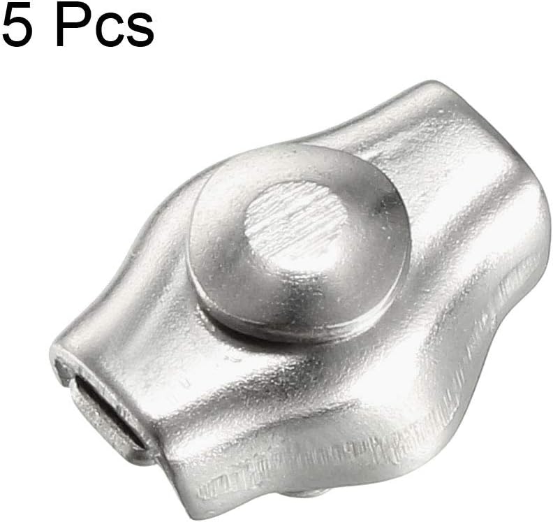 sourcing map 5 Pcs 304 Stainless Steel Single Wire Rope Clip Cable Clamp for 1mm-1.5mm Rope, 5pcs-1mm-1.5mm - Image 4