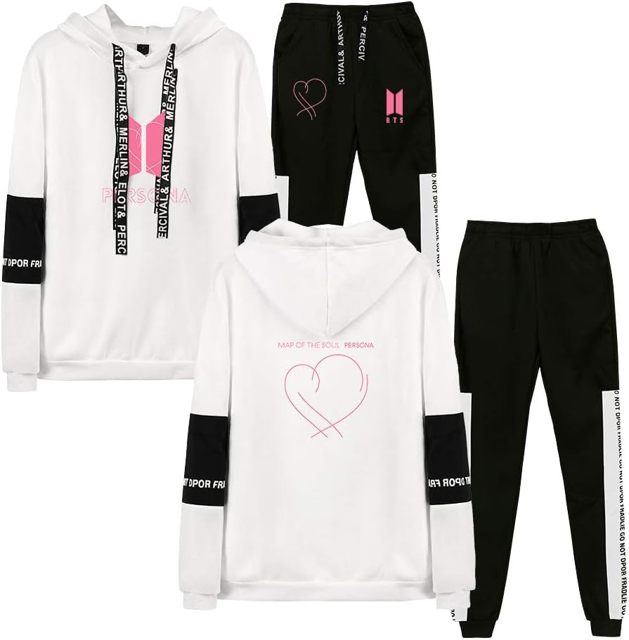 Kpop BTS Tracksuit 2 Piece Unisex Hoodie and Pants Sport Wear