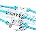 2015 New Fashion Vintage Love Nautical Anchor Silver Infinity Bracelet White Leather SkyBlue Rope