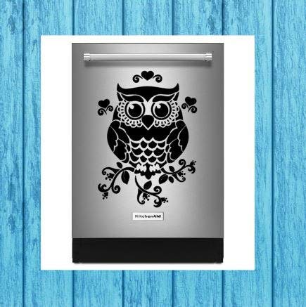CLIFFBENNETT-Floral-Owl-Dishwasher-Decal-Floral-Owl-Appliance-Decal-Kitchen-Decal-Craft-Decal-Home-Decor-Decal-Kitchen-Appliance-Decal-Decor