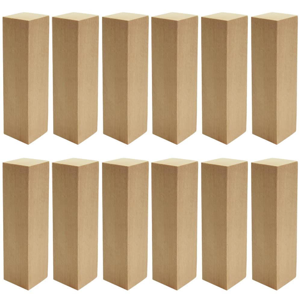 Basswood Carving Blocks,12 Pcs Unfinished Wood Blocks Natural Whittling Blocks Beginners Carving Kit for DIY Carving, Shaping, Painting Creative Wood Art