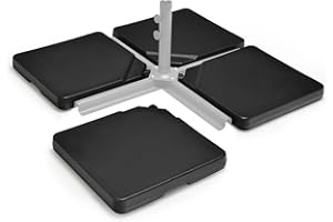 Giantex 220 lbs Cantilever Umbrella Base, 4 PCS Patio Umbrella Stand Water Sand Filled, Heavy Duty Offset Umbrella Weights wi