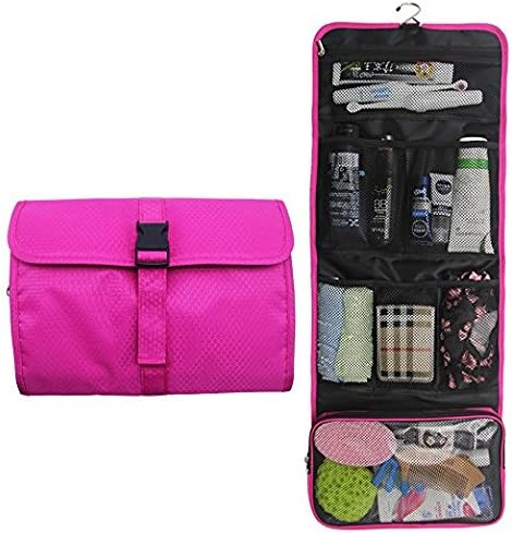 Hanging Travel Toiletry Bag Travel Kit Organizer Cosmetic Makeup Waterproof Wash Bag for Women Girls Travel Case for Bathroom Shower (1 Hot Pink)