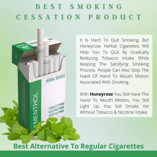 Honeyrose Menthol Tobacco & Nicotine Free Herbal Cigarettes, 100 Natural, Made in England