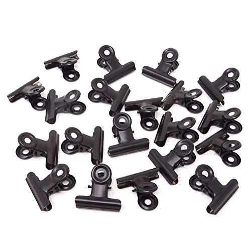 Honbay 20PCS 30mm(1.2inch) Black Metal Bulldog Clips Hinge Clips for Documents, Planner Pages, Receipts, Pictures, Photos, etc