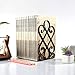 Bookends, Decorative Book Ends Metal Heavy Duty Book Support for Shelves Non-Skid for Office Desk School Library Organizer Gift, 7 x 6.1 x 8.6 inch Black (2 Pairs)
