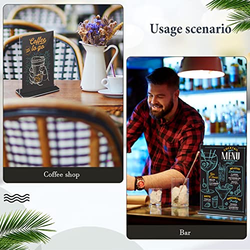 12 Pack Acrylic Sign Stand Trade Show Booth Sign Display Stand, T Shape Clear Black Base Double