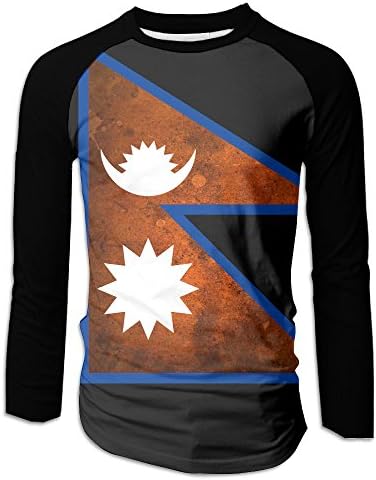 Cragie National Flag Of Nepal Mens Casual 3/4-Sleeve Athletic Raglan Jersey XXL