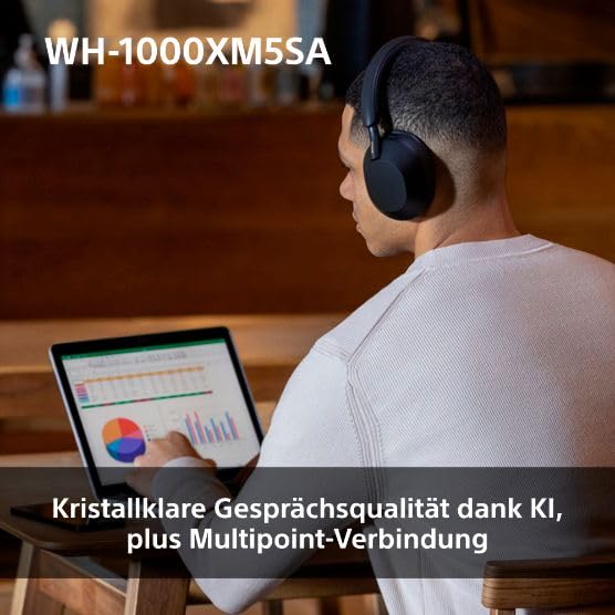 WH-1000XM5 SA inkl. Leichter Schutzhülle, Kabelloser Premium-Kopfhörer mit Noise Cancelling, Bluetooth, kristallklare Anrufqualität, Hi-Res-Audio, bis zu 30 Std Akkulaufzeit, iOS & Android - Schwarz 9