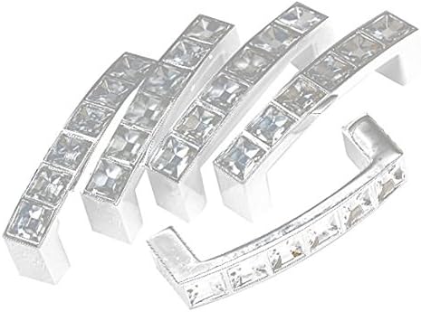 HDYD 8Pcs Square Acrylic Decorated 64MM Stainless Steel Door Cabinet Drawer Handle Pull