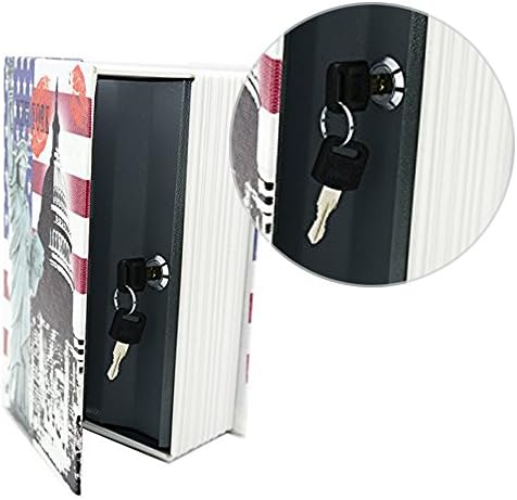 EIOU 7.2 x 4.6 x 1.9 inches Waterproof non-woven fabric book cover Book Safe with Key Lock, Statue of Liberty