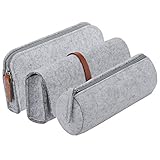 Pencil Case, Coofit 3 Pack Pen Case Pencil Holder Cosmetic Pouch Bag Dark Grey (Light Grey)