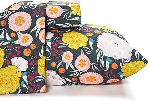Where the Polka Dots Roam Queen Size Bed Sheets Vintage Floral on Gray Print 4 Piece Set