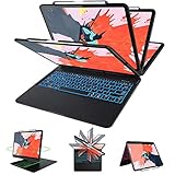 IVSO Keyboard Case for ipad pro 12.9 2018 3rd -360 Degree Rotation,Backlit 7 Color, iPad Case with Keyboard Apple Pencil Charging Supported Fit for Apple ipad pro 12.9 2018 (Black)