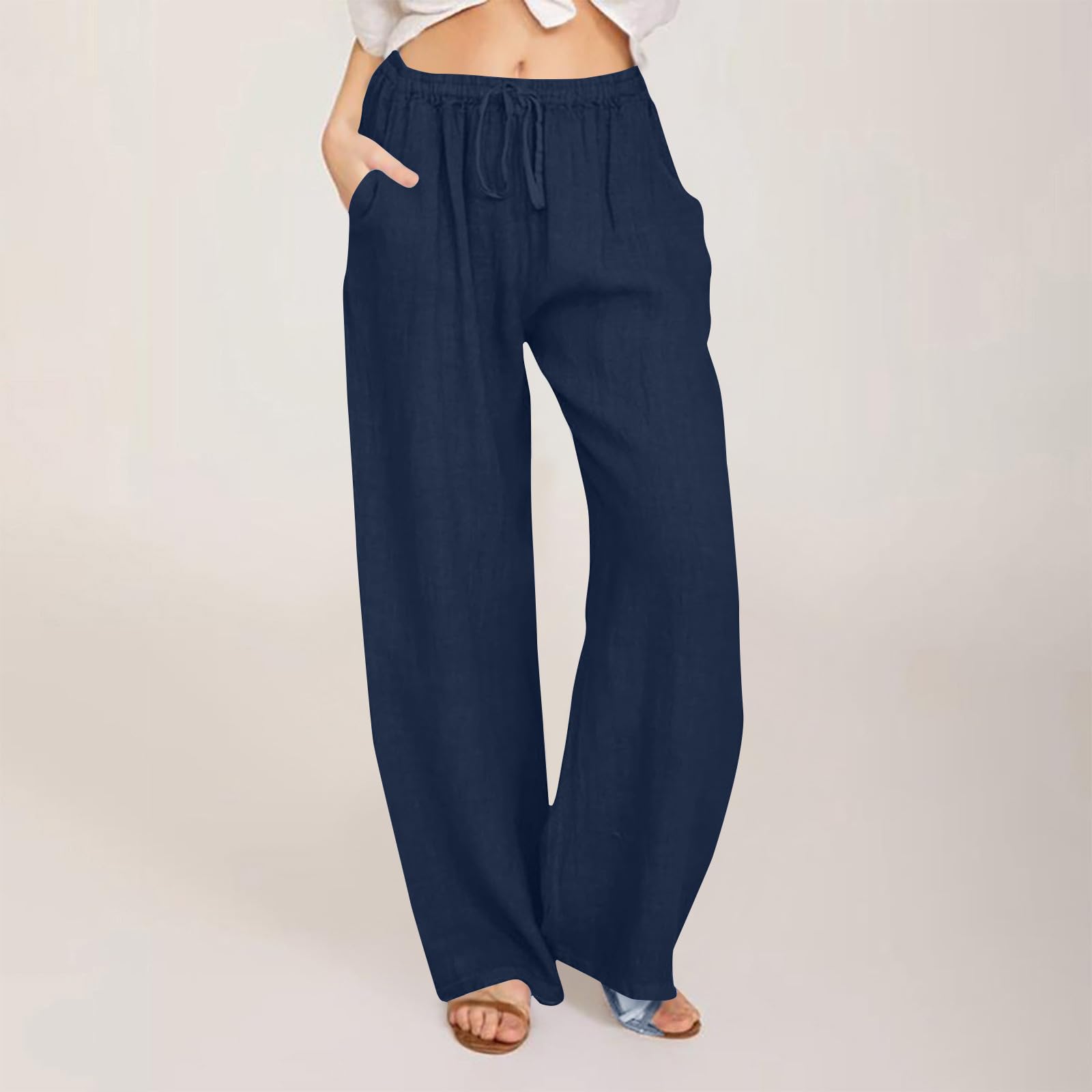 Generisch Linen Trousers Women's Lightweight Summer Trousers Cotton Linen Trousers Cargo Trousers Lightweight Women Jogging Bottoms Plain Elegant Hiking Trousers Oversized Festive Trousers