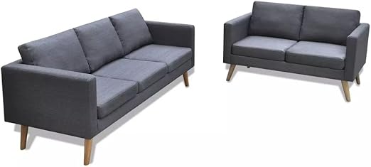 Vidaxl Ensemble Canapé De Salon 2 Places Canapé 3 Places Tissu Gris Foncé