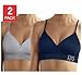 DKNY Women's Energy Seamless Bralette Everyday Comfort - 2 Pack (Small, Blue- Pinstripe Grey)