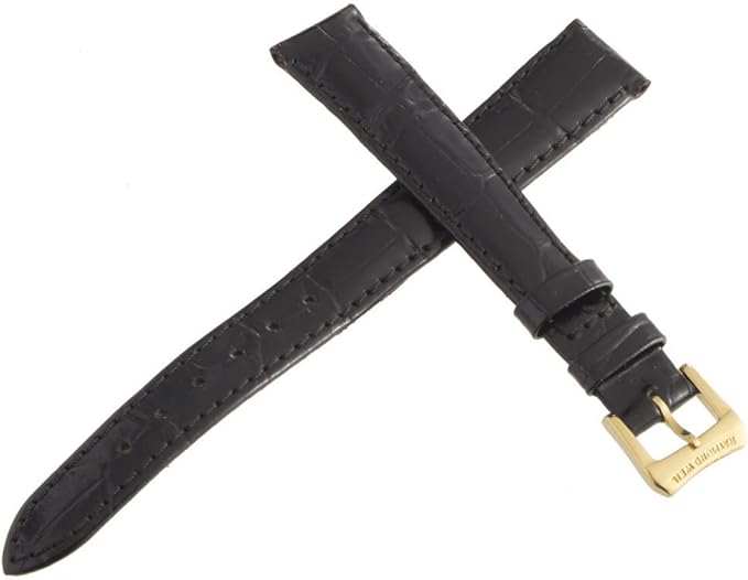 Genuine Raymond Weil 12mm Black Leather Watch Band Strap with Gold Tone