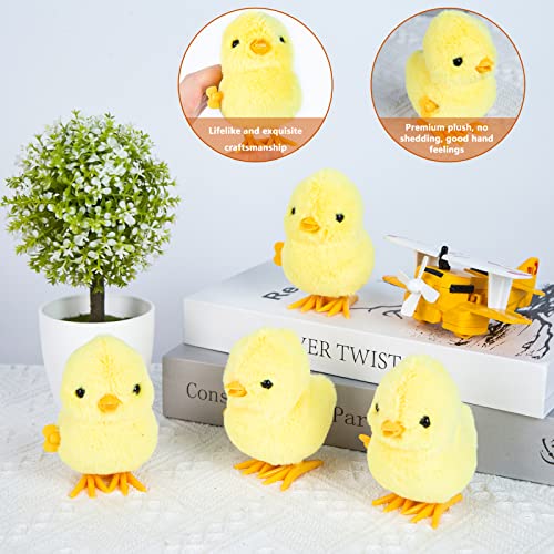3 otters Easter Wind Up Toys, 4PCS Wind Up Chicks Lifelike Plush Chicks for Kids Easter Egg Hunt Easter Basket Stuffers