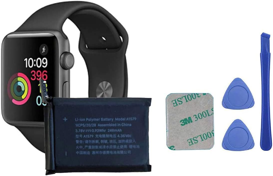 Shidai A1579 Replacement Smart Watch Battery Compatible with Apple A1554 42mm (1st Generation) with Tools